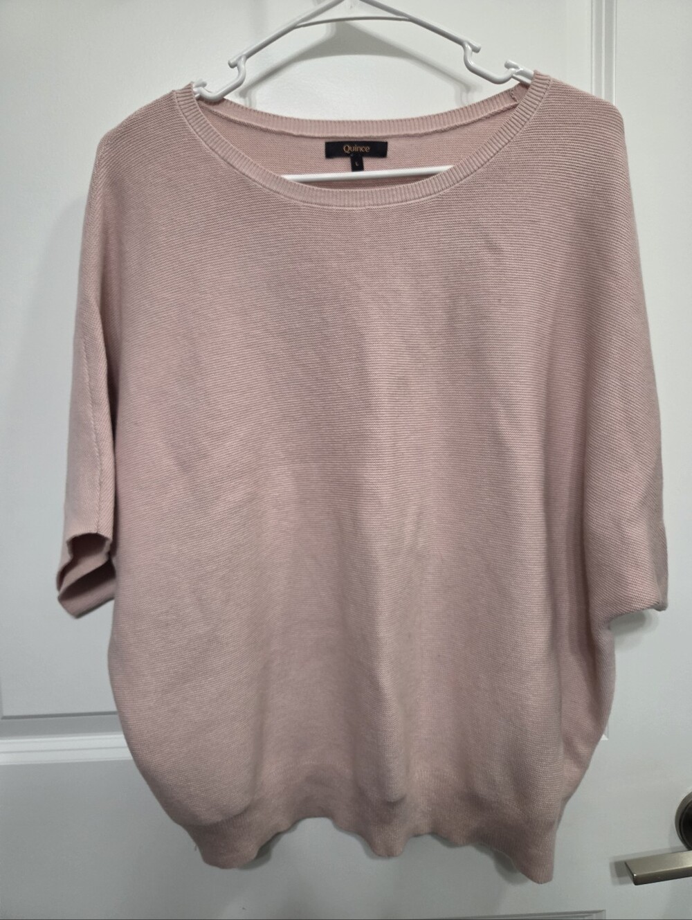 Quince Women Large Light Pink Lightweight Cotton Cashmere Dolman Sweater
